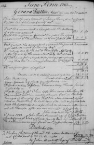 Additional final account and distribution for estate of Gerrard Dutton, June Term 1793, Charles County, Maryland.