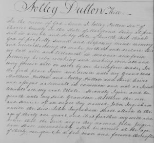 Will of Notley Dutton Sr. (page 1).